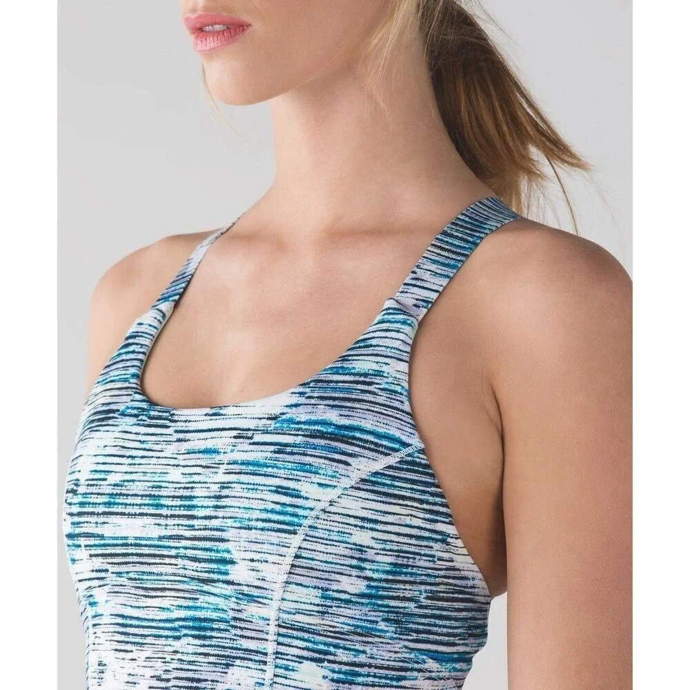 Lululemon 6‎ Sports Bra Pure Practice Blurry Belle Sea Mist Luxtreme Med Support